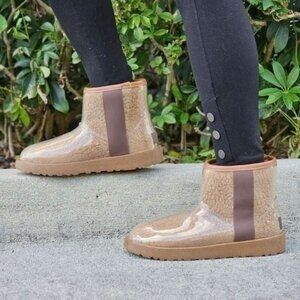 Womens Clear Brown Ankle Comfort Boots
